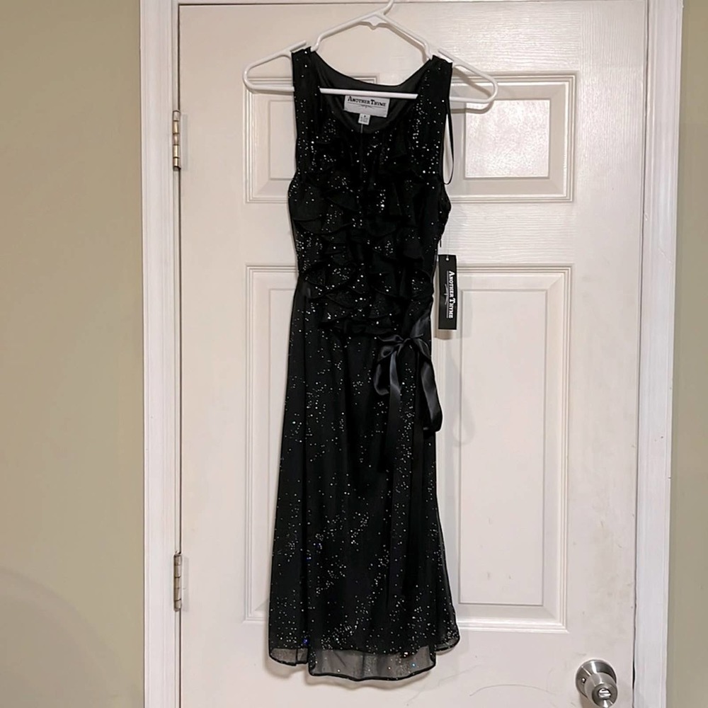Another Thyme Black/Silver Cocktail Dress - Size 8 NWT
